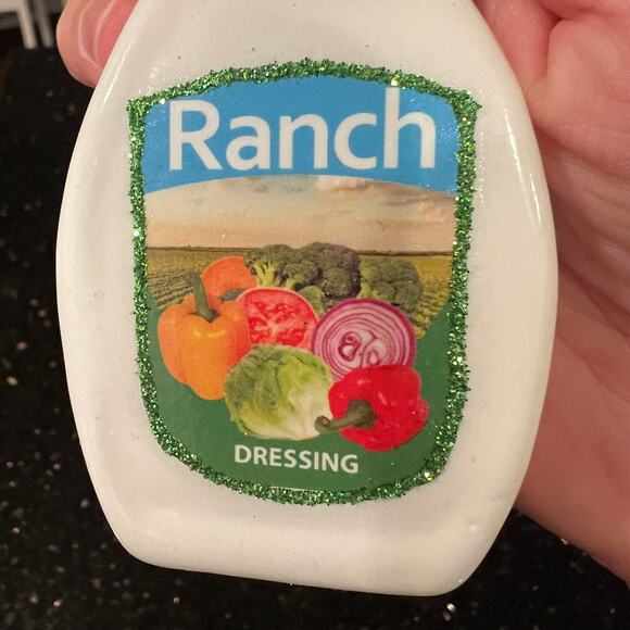 New Cody Foster & Co Ranch Dressing Bottle Glass Christmas Ornament - Picture 5 of 5